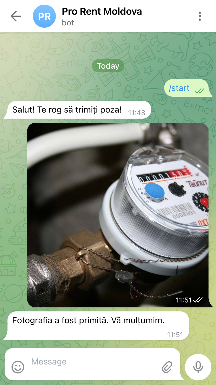 Flux poze contoare prin Telegram